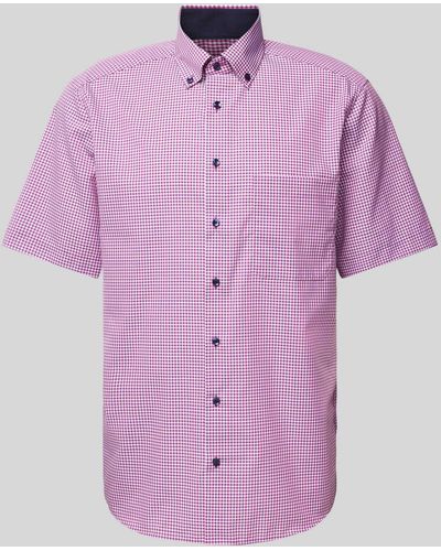 Eterna Comfort Fit Zakelijk Overhemd Met Vichy-ruit - Roze