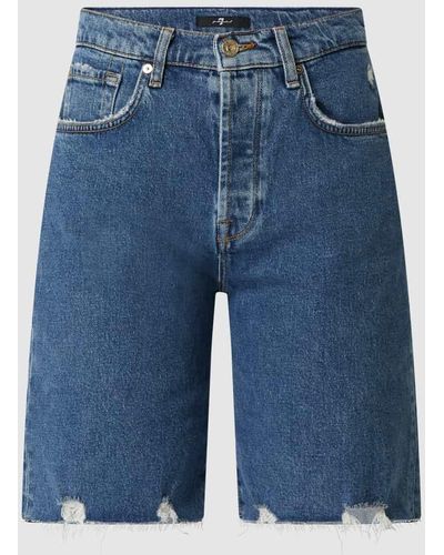 7 For All Mankind Jeansshorts im Destroyed-Look - Blau