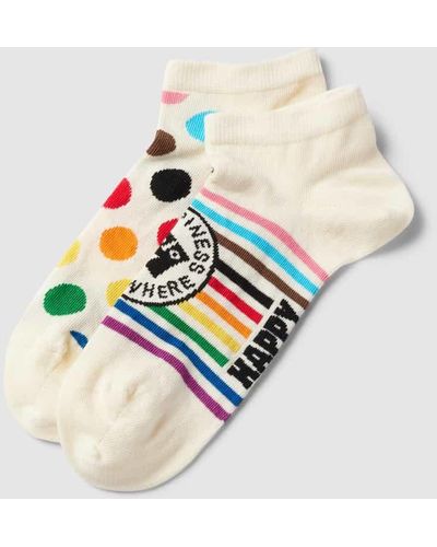 Happy Socks Sneakersocken mit Allover-Muster im 2er-Pack - Weiß