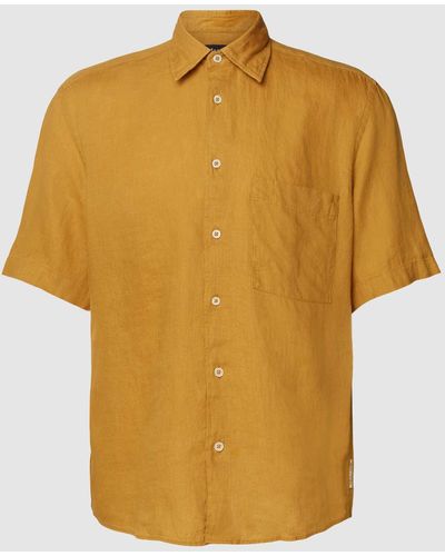 Marc O' Polo Linnen Overhemd Met Knoopsluiting - Geel