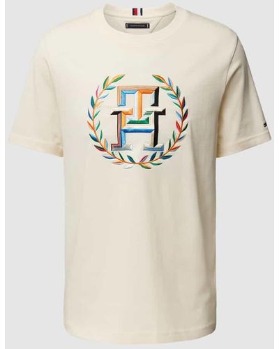 Tommy Hilfiger Regular Fit T-Shirt mit Label-Stitching - Natur