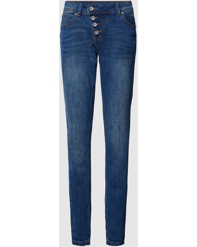 Buena Vista Regular Fit Jeans Met Labelprint En Riem - Blauw