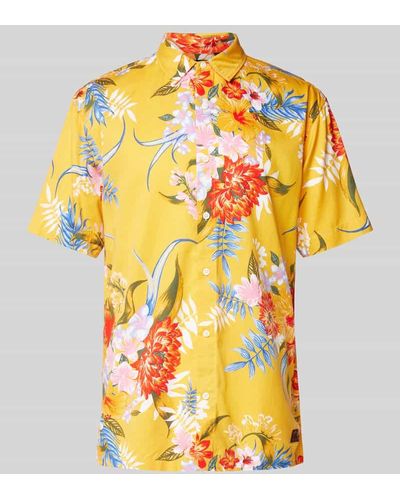 Superdry Slim Fit Freizeithemd mit Allover-Print Modell 'HAWAIIAN' - Gelb