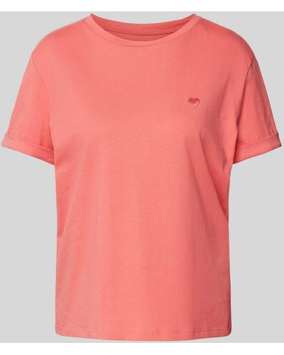 Opus T-Shirt mit Motiv-Stitching Modell 'Serz' - Pink