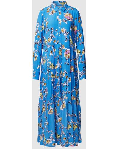 Y.A.S Hemdblusenkleid aus reiner Viskose Modell 'Indigo' - Blau