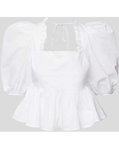 Custommade• Cropped Bluse mit Volantsaum - Weiß