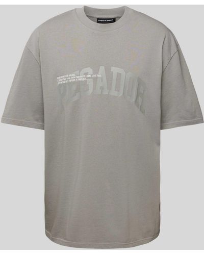 PEGADOR Oversized T-Shirt mit Label-Print Modell 'GILFORD' - Grau