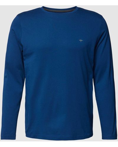 Fynch-Hatton Shirt Met Lange Mouwen En Logodetail - Blauw