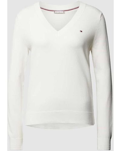 Tommy Hilfiger Pullover mit regulärem Schnitt und unifarbenem Design - Weiß