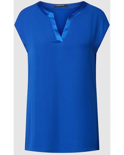 Comma, T-Shirt mit V-Ausschnitt - Blau