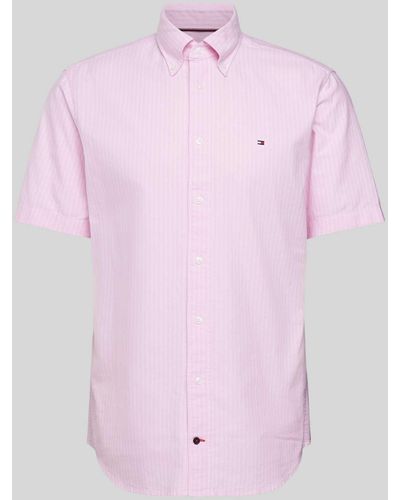 Tommy Hilfiger Regular Fit Business-Hemd mit Streifenmuster - Pink