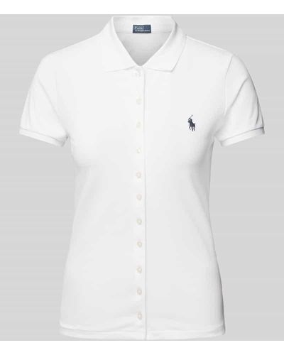Polo Ralph Lauren Slim Fit Poloshirt mit durchgehender Knopfleiste - Weiß