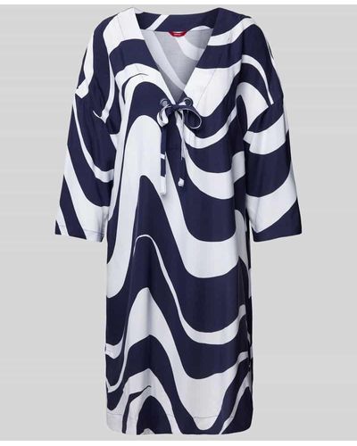 Esprit Knielanges Kleid mit Allover-Print Modell 'WAVE BEACH' - Blau