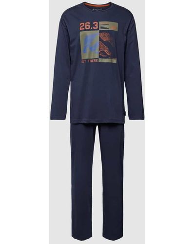 Tom Tailor Pyjama mit Motiv-Print - Blau