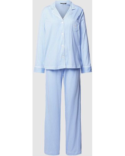 Lauren by Ralph Lauren Pyjama mit Streifenmuster - Blau