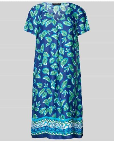 Betty Barclay Knielanges Kleid aus Viskose mit Allover-Motiv-Print - Blau