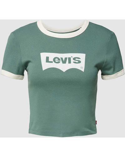 Levi's Cropped T-Shirt mit Label-Print - Grün