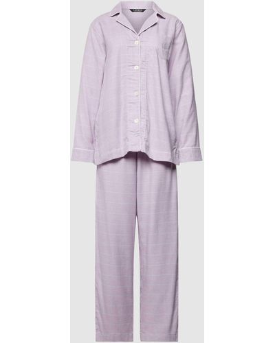 Lauren by Ralph Lauren Pyjama Met Streepmotief - Paars
