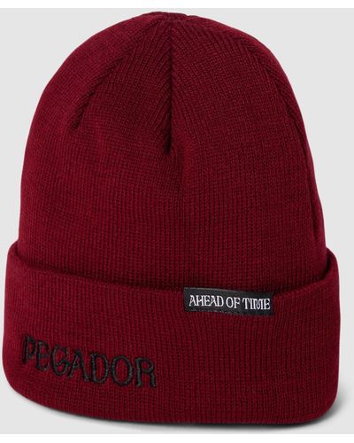 PEGADOR Beanie mit Label-Stitching Modell 'GLENDALE' - Rot
