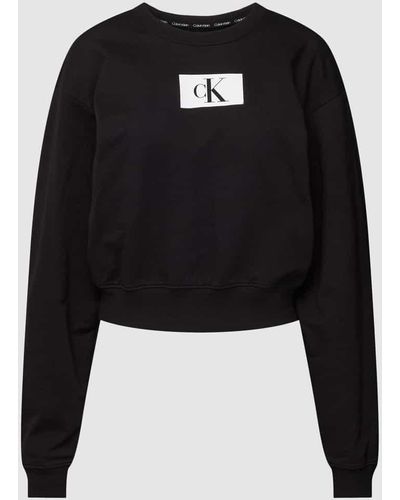 Calvin Klein Sweatshirt mit Label-Print - Schwarz