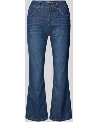 ANGELS Cropped Jeans in unifarbenem Design Modell 'Leni' - Blau