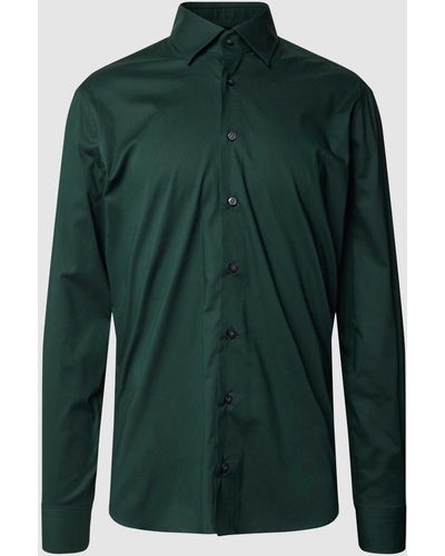 EDUARD DRESSLER Shaped Fit Zakelijk Overhemd Met Kentkraag - Groen