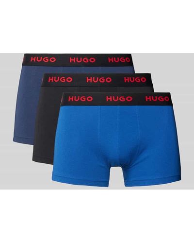 HUGO Trunks mit elastischem Logo-Bund im 3er-Pack - Blau