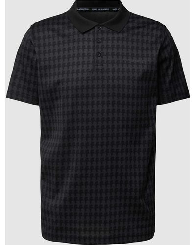 Karl Lagerfeld Regular Fit Poloshirt Met All-over Motief - Zwart
