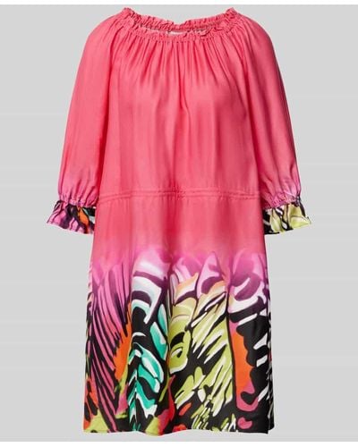 Sportalm Knielanges Kleid aus Viskose mit U-Boot-Ausschnitt - Pink