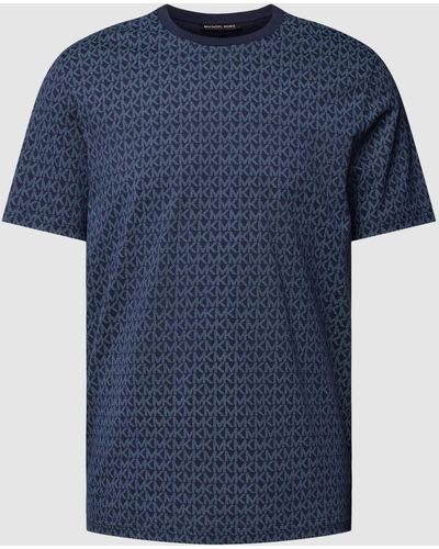 Michael Kors T-shirt Met All-over Labelprint - Blauw