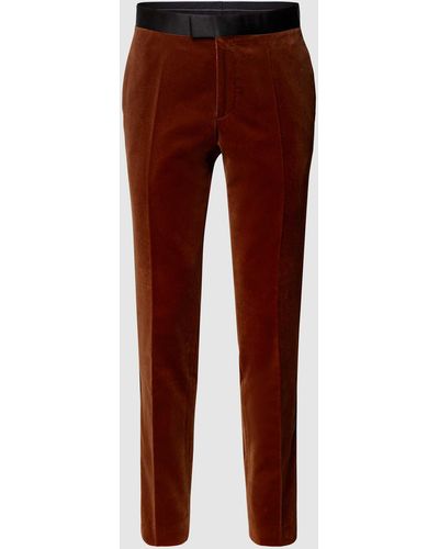 BOSS Slim Fit Pantalon Met Contrastgarnering - Rood