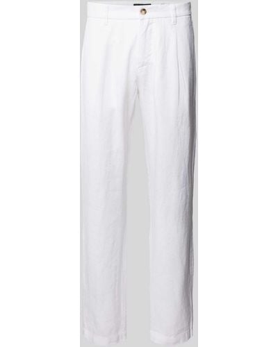 Marc O' Polo Tapered Fit Leinenhose mit Bundfalten Modell 'Osby' - Weiß