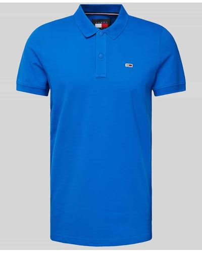 Tommy Hilfiger Slim Fit Poloshirt mit Logo-Stitching - Blau