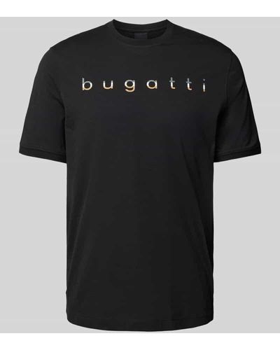Bugatti T-Shirt mit Logo-Print - Schwarz