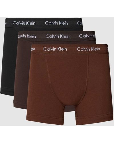 Calvin Klein Trunks mit elastischem Logo-Bund im 3er-Pack - Braun