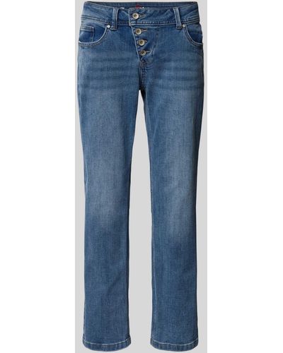 Buena Vista Regular Fit Jeans mit asymmetrischer Knopfleiste Modell 'Malibu' - Blau