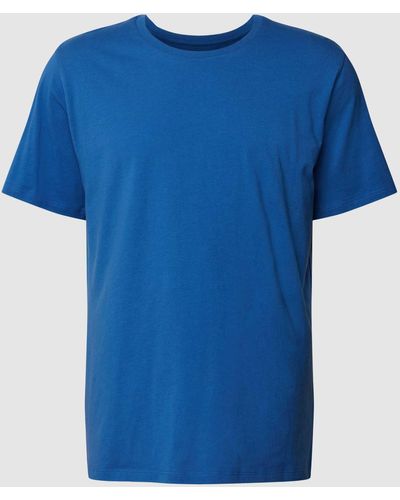 Schiesser Relaxed Fit T-shirt Met Geribde Ronde Hals - Blauw