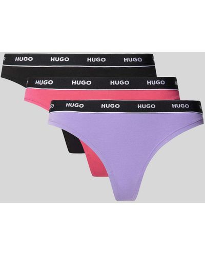 HUGO String mit elastischem Label-Bund im 3er-Pack - Mehrfarbig
