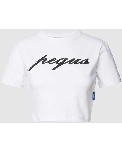 Pequs Kort T-shirt Met Logoprint - Wit
