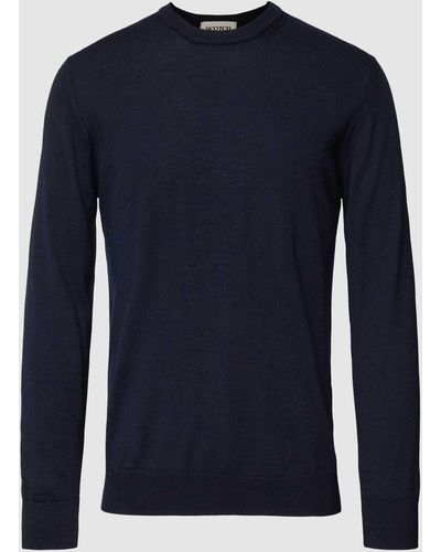 Scotch & Soda Gebreide Pullover Met Labelstitching - Blauw