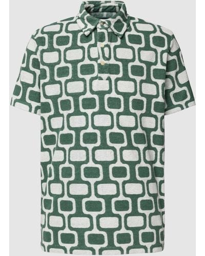 Better Rich Poloshirt mit Allover-Muster - Grün
