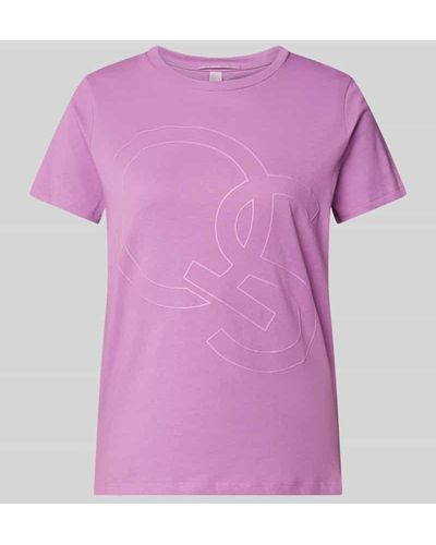 QS T-Shirt mit Label-Print - Pink