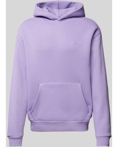 Review Hoodie mit Label-Applikation - Lila