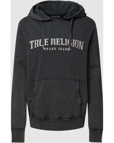 True Religion Hoodie Met Labelstitching - Zwart