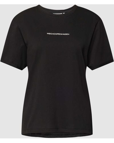 MSCH Copenhagen T-shirt Met Vaste Mouwomslag - Zwart
