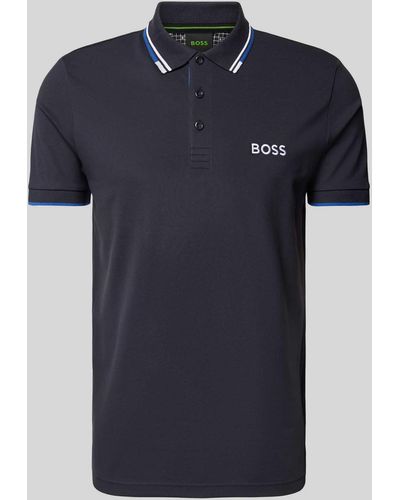 BOSS Regular Fit Poloshirt mit Label-Stitching Modell 'Paddy' - Blau
