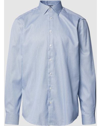 Jake*s Hemd mit 1-Knopf-Manschetten und Button-Down-Kragen - Blau
