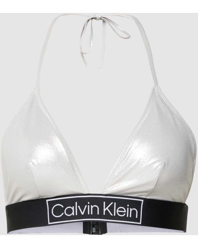 Calvin Klein Bikini-Oberteil mit schimmerndem Design - Weiß