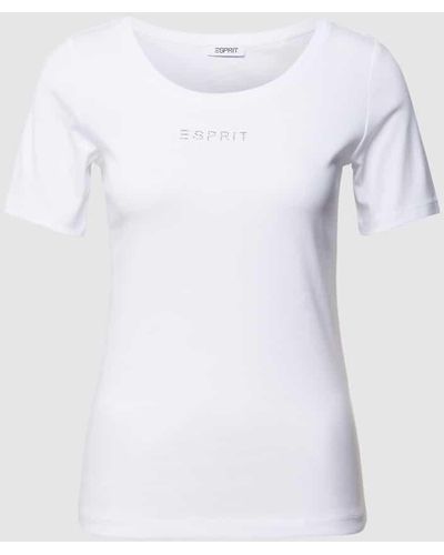 Esprit T-Shirt mit Label-Detail - Weiß