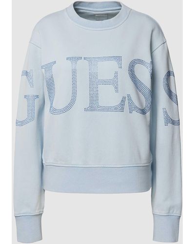 Guess Sweatshirt Met Labelapplicatie - Blauw